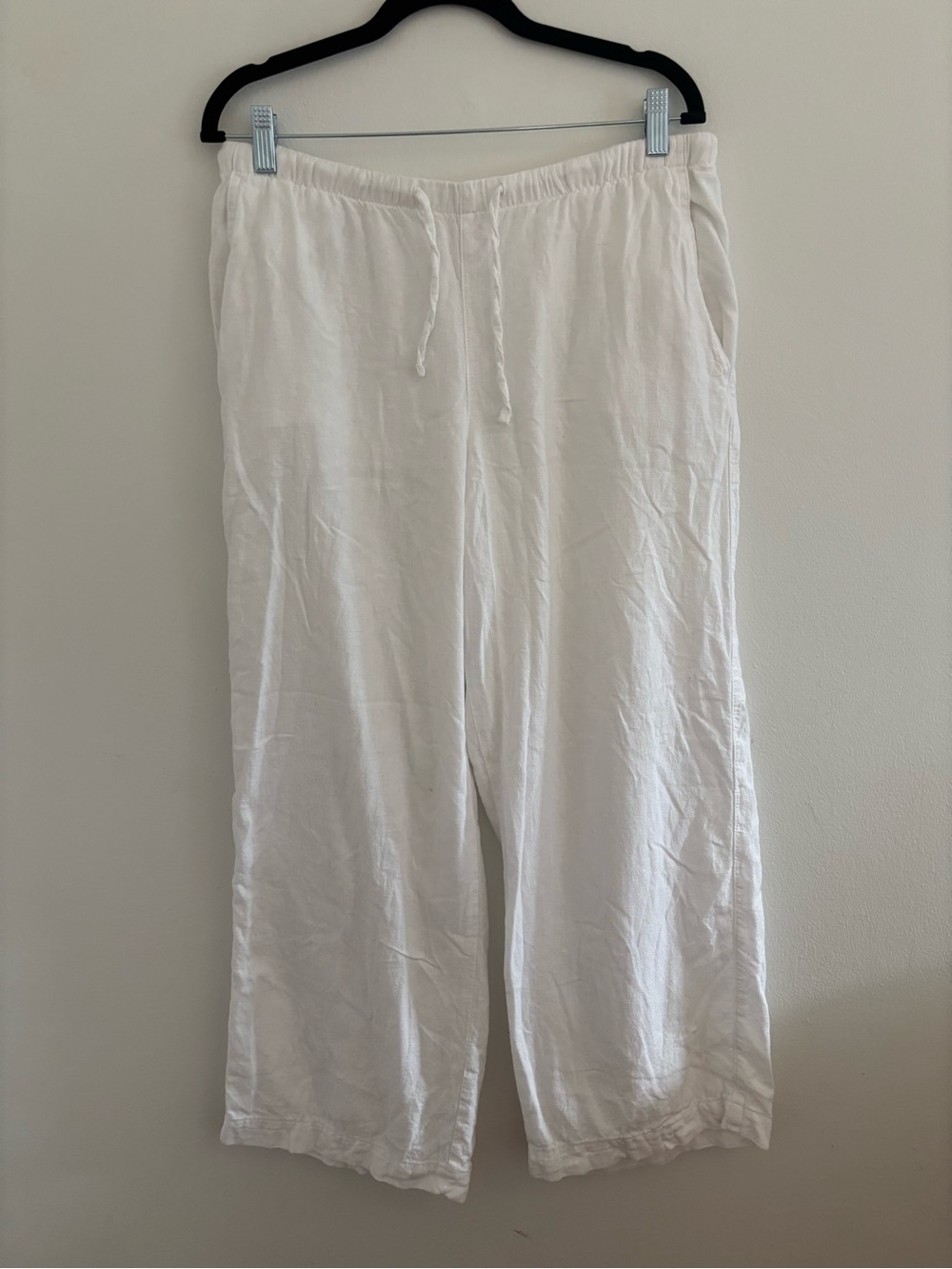 GAP linen White Pull-On Wide-Leg Pants